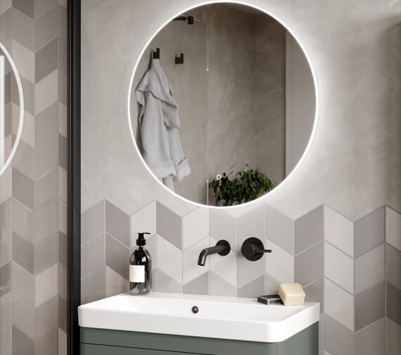 Saneux Oska Round Illuminated Led, Round Bathroom Mirror With Light And Demister