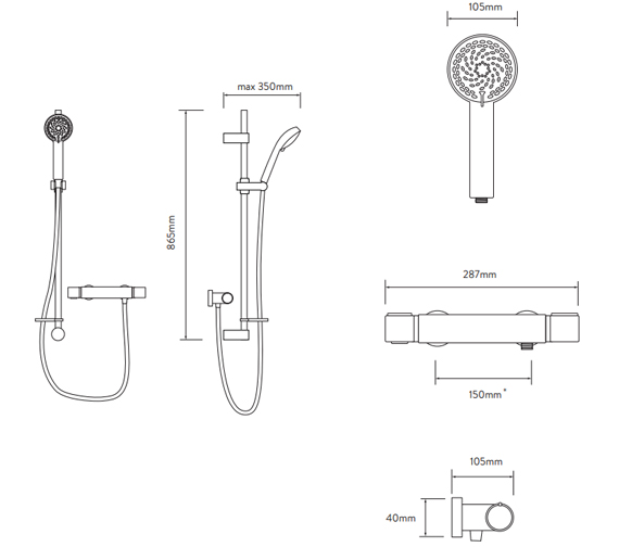 Aqualisa Midas 110 Chrome Thermostatic Bar Shower Mixer Valve With ...