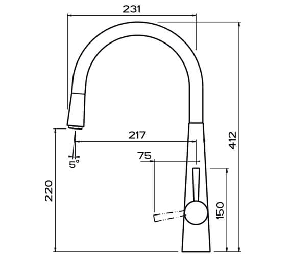 Clearwater Porrima C Monobloc Pull-Out Kitchen Sink Mixer Tap - PO3CP