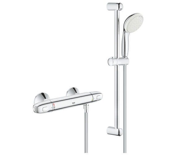 Grohe Grohtherm 1000 Thermostatic Chrome Bath Shower Mixer With Shower Set