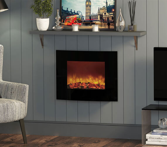 Bemodern Quattro 25 Inch Curved Wall Mounted Electric Fire With Remote And Led Back Lighting