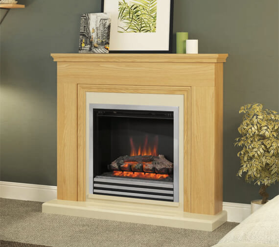 Bemodern Stanton 46 Inch Electric Fireplace In Natural Oak Finish