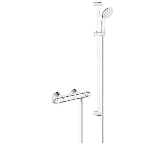 Grohe Grohtherm 1000 Thermostatic Chrome Shower Mixer Valve With Shower Set