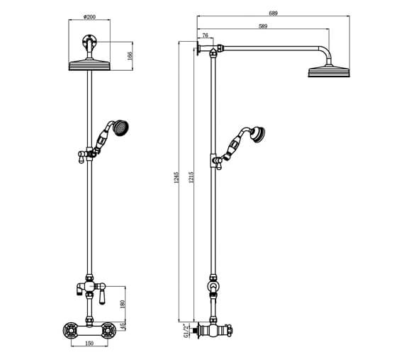 Hudson Reed Traditional Thermostatic Bar Shower Valve And Rigid Riser ...