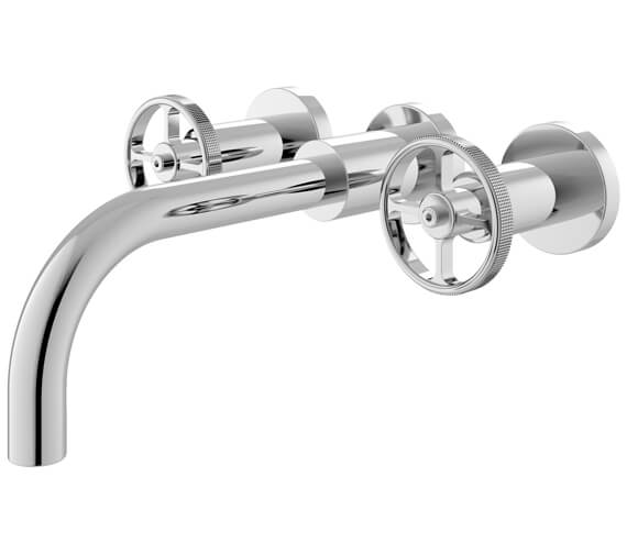 Hudson Reed Revolution Industrial 3 Hole Wall Mounted Basin Mixer Tap Chrome