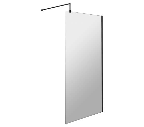 Hudson Reed Black Wetroom Screen And Black Support Bar - WRSBP70