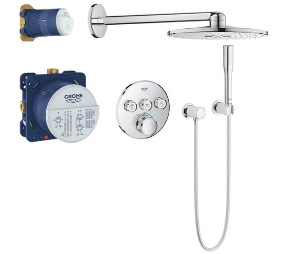 Grohe Grohtherm Smartcontrol Perfect Chrome Shower Set With 3 Valve Rain Shower 310 Smartactive