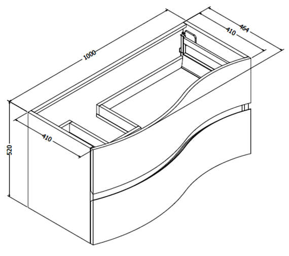 Crosswater Svelte 1000mm Wall Mounted 2 Drawer Unit