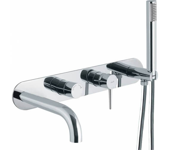 Abode Chao Wall Mounted Chrome Bath Shower Mixer Tap With Shower Handset
