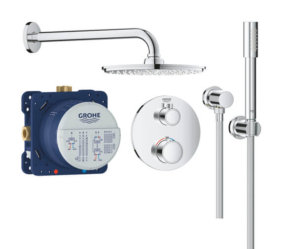 Grohe Grohtherm Perfect Chrome Shower Set With Rain Shower Cosmopolitan 210 - 34732000