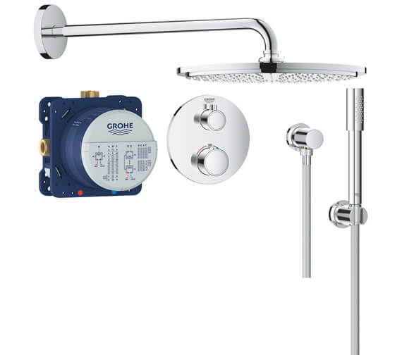 Grohe Grohtherm Perfect Chrome Shower Set With Rain Shower Cosmopolitan 160 - 34731000