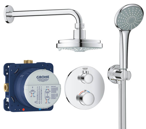 Grohe Grohtherm Perfect Chrome Shower Set With Rain Shower Cosmopolitan 160 - 34735000