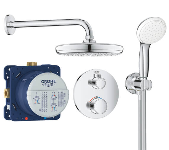 Grohe Grohtherm Perfect Chrome Shower Set With Tempesta 210 And Handset