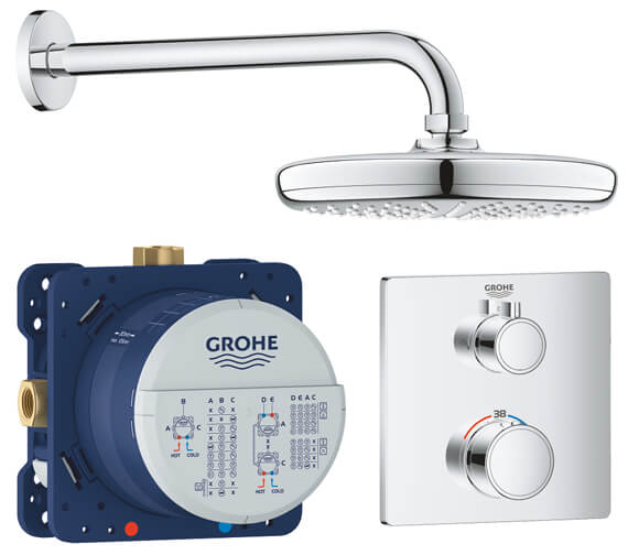 Grohe Grohtherm Perfect Chrome Shower Set With Tempesta 210 - 34728000