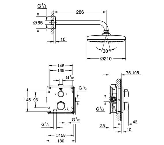 Grohe Grohtherm Perfect Chrome Shower Set With Tempesta 210 34728000