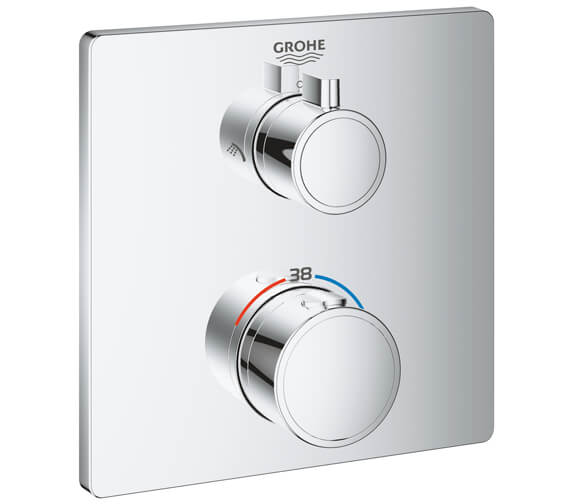 Grohe Grohtherm Thermostatic Chrome Shower Mixer For 2 Outlets With Integrated Shut Off Diverter Valve - 24079000