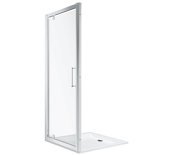 Twyford Geo Magnet Closing Pivot Shower Door With 6mm Glass And Polished Silver Frame