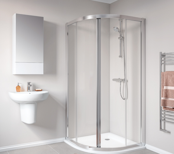 Twyford Geo 6mm Thick Clear Glass Quadrant Shower Enclosure With
