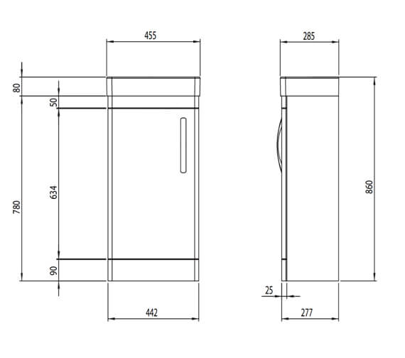 Tavistock Compass 455mm Cloakroom Unit And Basin - CM450FW|CM450C