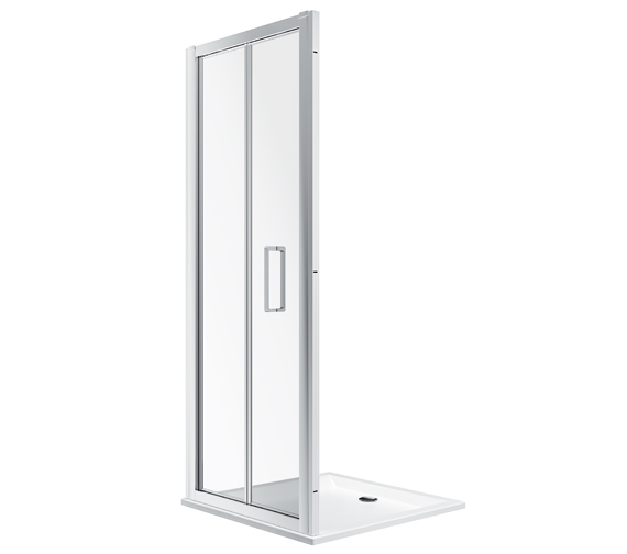 Twyford Geo Premium-Quality Bifold Shower Door With 6mm Glass And Polished Silver Frame