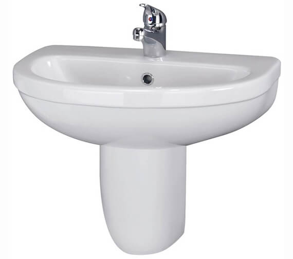 Nuie Ivo 550mm Wall Mounted White 1 Tap Hole Basin With Semi Pedestal