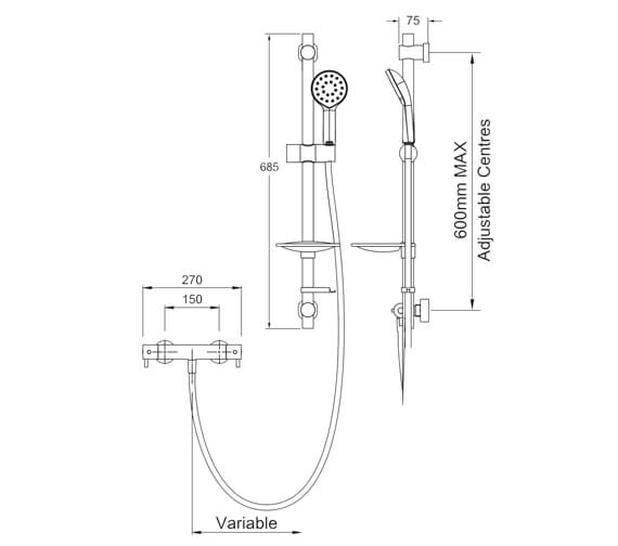 Methven Kiri MK2 Cool To Touch Chrome Thermostatic Bar Shower Valve