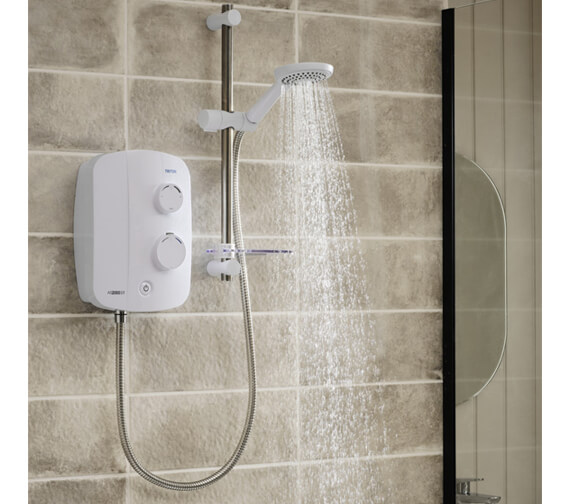 Triton Silent Running Authentic White And Chrome Thermostatic Power Shower