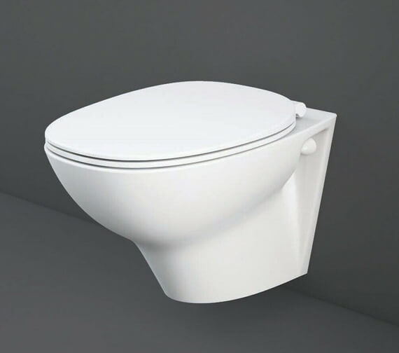 RAK Morning Rimless Wall Hung White Toilet With Exposed Fitting And Soft Close Seat