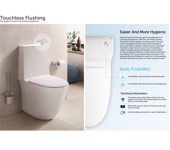 Rak Sensation Close Coupled Fully Back-to-wall Rimless Toilet