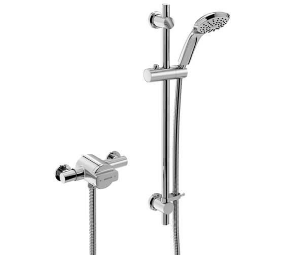 Bristan Quest Chrome Thermostatic Exposed Single Control Shower Valve With Riser Kit
