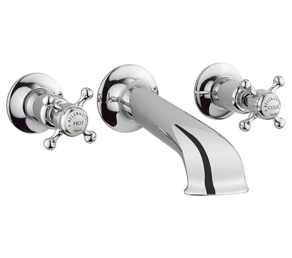 Crosswater Belgravia Wall Mounted Chrome Bath Spout And Wall Stop Taps