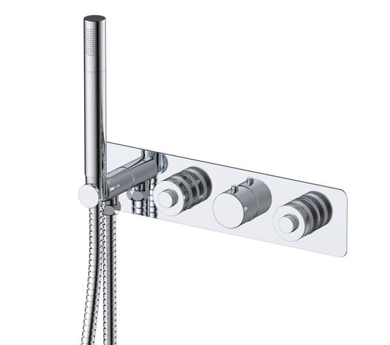RAK Prima Tech Horizontal Thermostatic 2 Outlet Concealed Chrome Shower Valve with Shower Kit