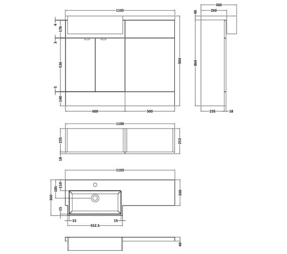 Hudson Reed Fusion Combination Furniture Pack - Vanity And WC Unit With ...