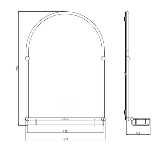 Holborn Traditional 490mm Wide Arched Bathroom Mirror LMHAHC09