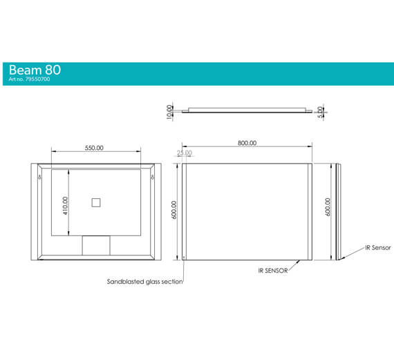 HiB Beam LED Illuminated Mirror With Sensor Switch And Heated Pad ...