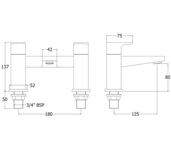 Methven Amio Deck Mounted Bath Mixer Tap - AMBFCPUK