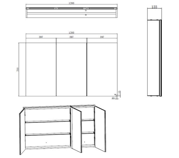 RAK Gemini 500 x 700mm Aluminium Single Door Mirrored Cabinet