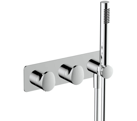 RAK Horizontal Dual Outlet Thermostatic Concealed Chrome Shower Valve With Handset