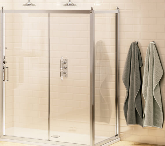 Burlington Soft Close Sliding Shower Door With Side Panel