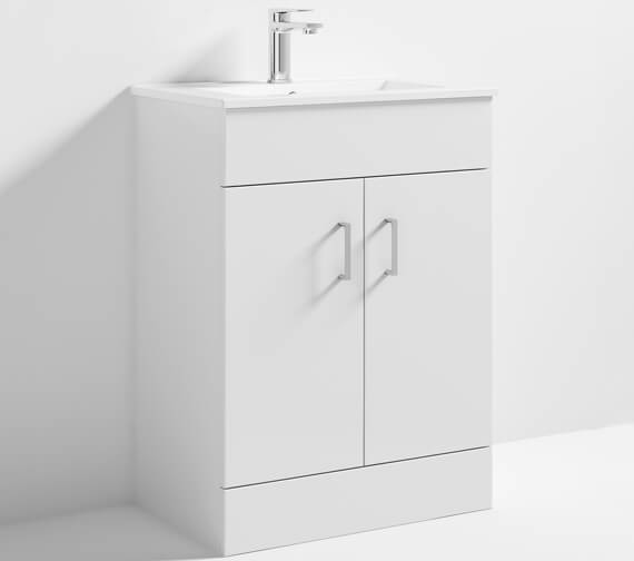 Alternate image of Nuie Eden 800mm High Floor Standing Gloss White 2 Door Cabinet With Basin