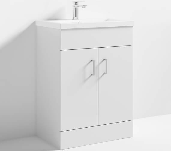 Alternate image of Nuie Eden 800mm High Floor Standing Gloss White 2 Door Cabinet With Basin