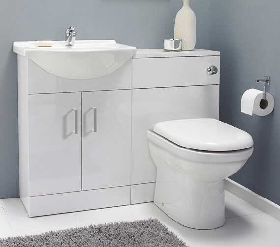 Nuie Saturn Cloakroom Gloss White Furniture Pack With Basin