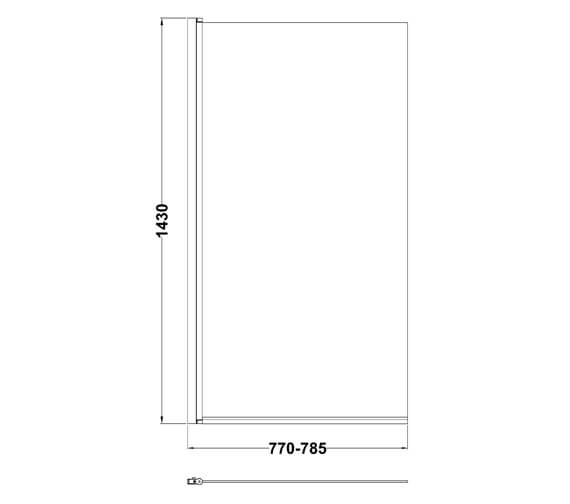 Hudson Reed 790mm X 1400mm Bath Screen Matt Black Profile - Nss6bp