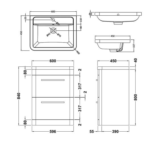 Hudson Reed Solar Floorstanding Vanity Unit And Basin - SOL101.