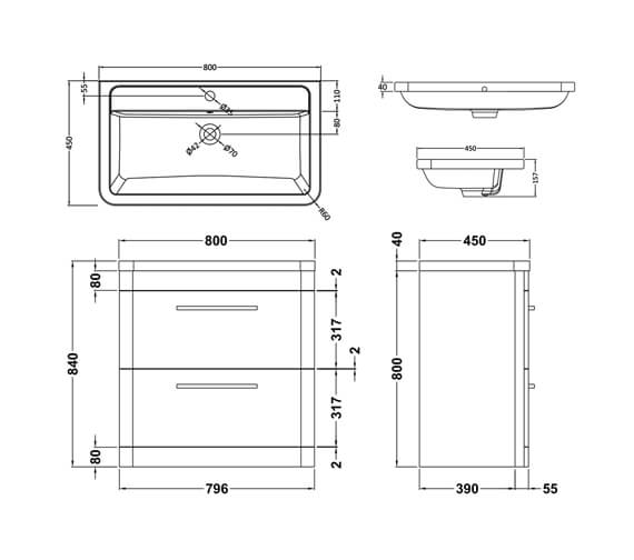 Hudson Reed Solar Floorstanding Vanity Unit And Basin - SOL101.