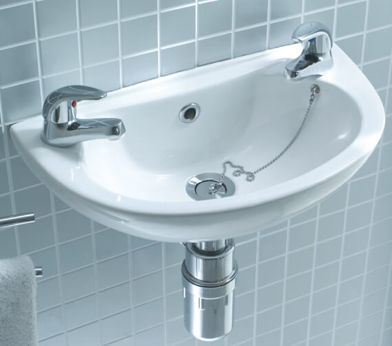Lecico Atlas 445mm Wide 2TH White Round Cloakroom Basin
