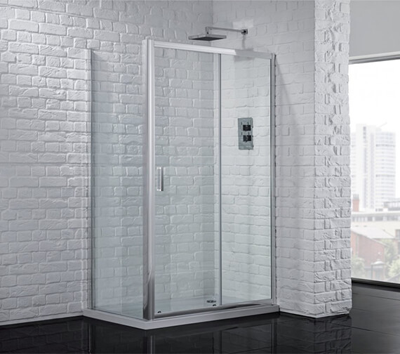 Aquadart Venturi 6 1900mm High Sliding Shower Door With Polished Silver Profile