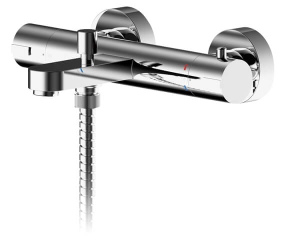 Nuie Arvan Wall Mounted Round Thermostatic Chrome Bath Shower Mixer Tap