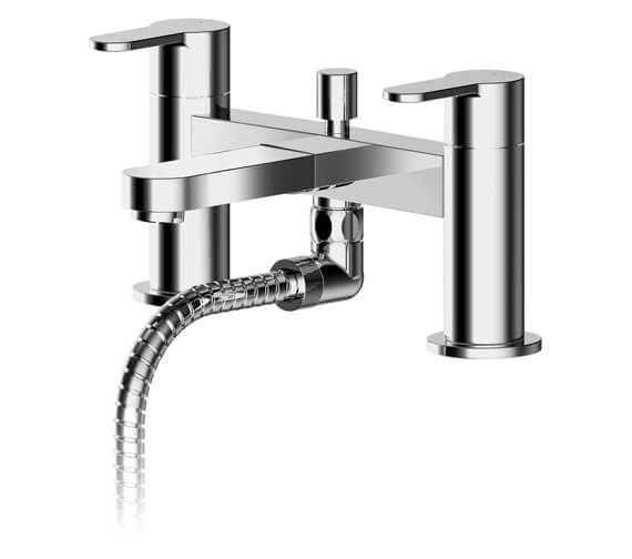 Nuie Arvan Deck Mounted Bath Shower Mixer Tap Chrome With Kit