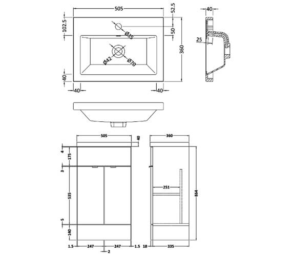 Hudson Reed Fusion 500mm 360mm Full Depth Floor-Standing Vanity Unit ...